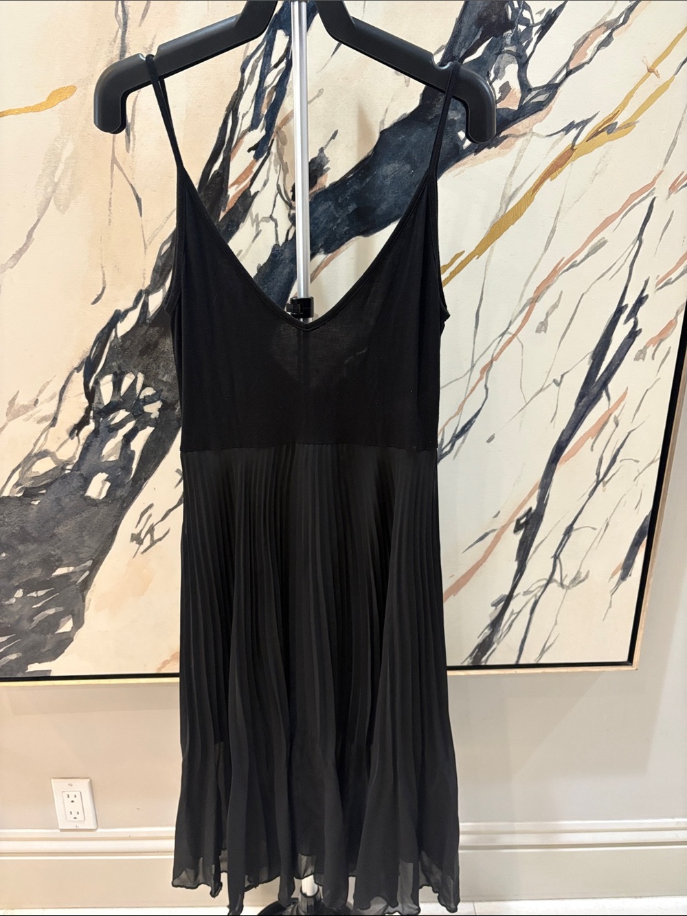 See You Monday Black Pleated Slip Dress